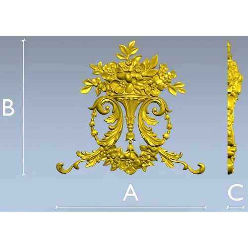 Ornate Floral Cartouche STL 3D Model for CNC Carving