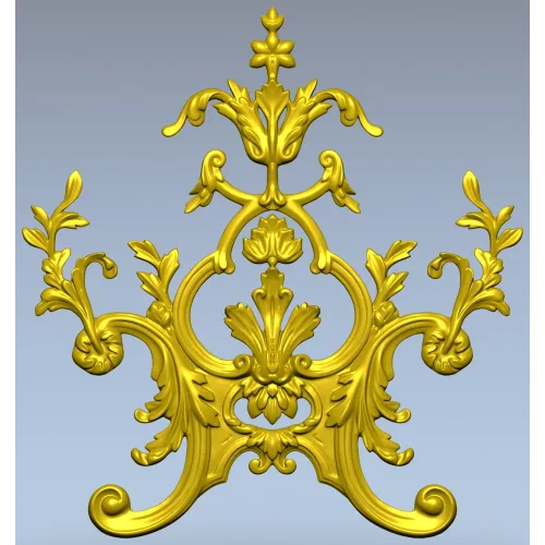 Rococo Floral Crest STL 3D Model for CNC