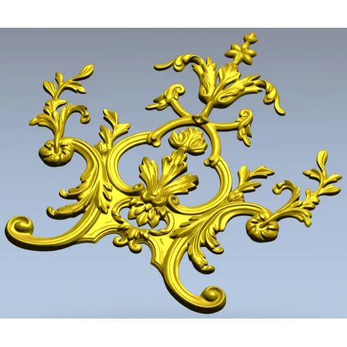 Rococo Floral Crest STL 3D Model for CNC