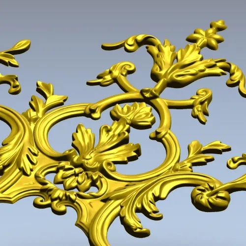 Rococo Floral Crest STL 3D Model for CNC