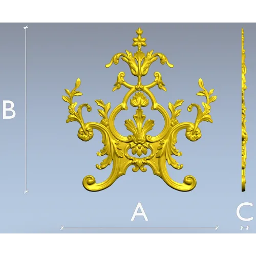 Rococo Floral Crest STL 3D Model for CNC