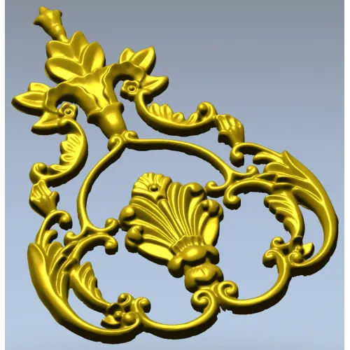 Baroque Acanthus Shell Cartouche - STL 3D model for CNC