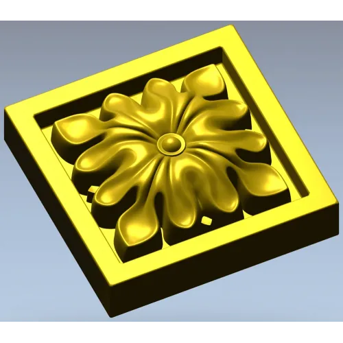 Sunburst Square Rosette - STL 3D model for CNC