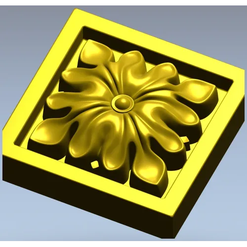 Sunburst Square Rosette - STL 3D model for CNC