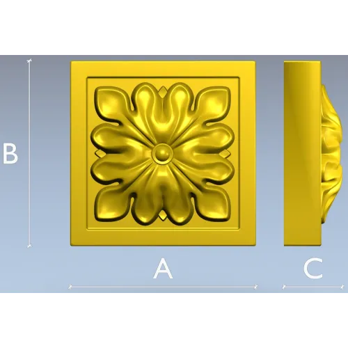 Sunburst Square Rosette - STL 3D model for CNC