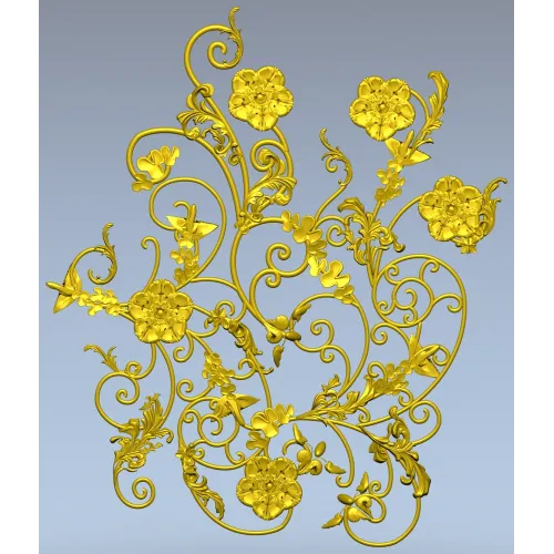 Rococo Floral Scrollwork Panel STL 3D Model