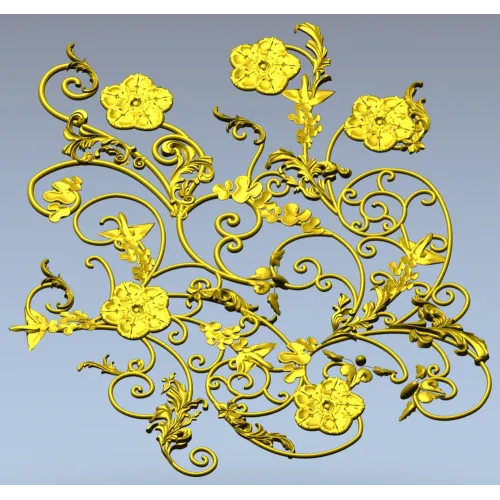Rococo Floral Scrollwork Panel STL 3D Model