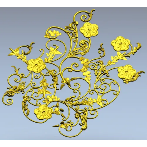 Rococo Floral Scrollwork Panel STL 3D Model