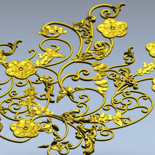 Rococo Floral Scrollwork Panel STL 3D Model