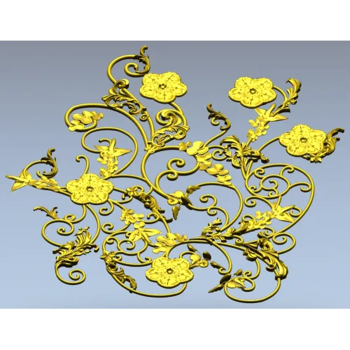 Rococo Floral Scrollwork Panel STL 3D Model