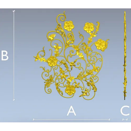 Rococo Floral Scrollwork Panel STL 3D Model