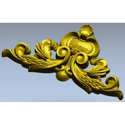 Ornate acanthus cartouche 3D model in STL for CNC carving