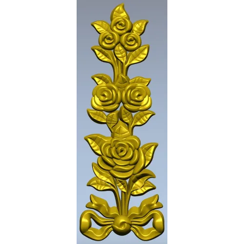 Rose ribbon vertical applique stl model for CNC milling