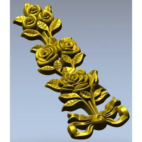 Rose ribbon vertical applique stl model for CNC milling