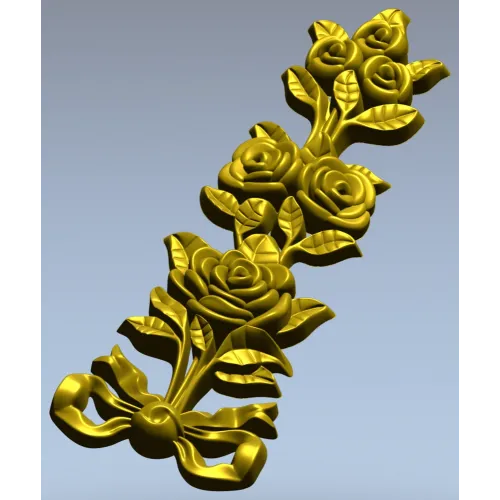 Rose ribbon vertical applique stl model for CNC milling