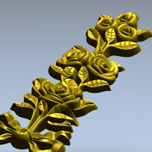 Rose ribbon vertical applique stl model for CNC milling
