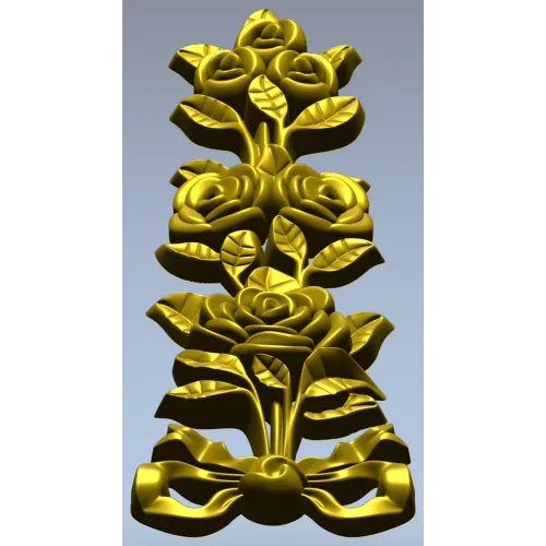 Rose ribbon vertical applique stl model for CNC milling