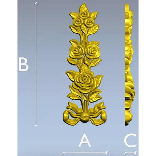 Rose ribbon vertical applique stl model for CNC milling