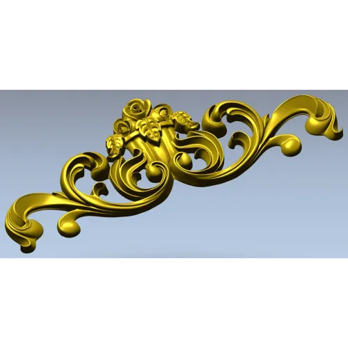 Rococo Rose Cartouche - STL 3D model for CNC