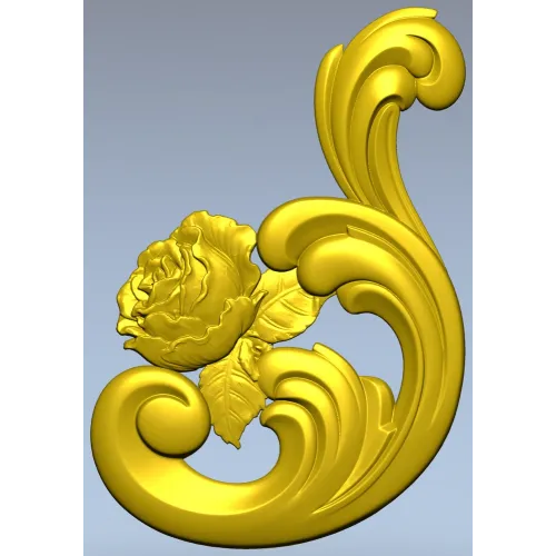 Декоративный картуш с розой - STL 3D модель для ЧПУ