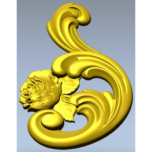 Декоративный картуш с розой - STL 3D модель для ЧПУ