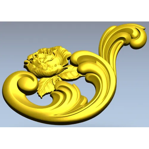 Декоративный картуш с розой - STL 3D модель для ЧПУ