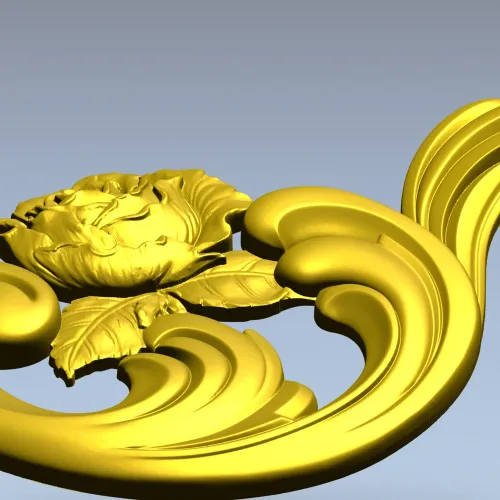 Декоративный картуш с розой - STL 3D модель для ЧПУ
