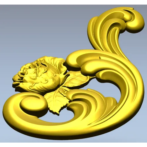 Декоративный картуш с розой - STL 3D модель для ЧПУ