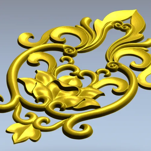3D модель STL - картуш с лотосом для ЧПУ фрезера
