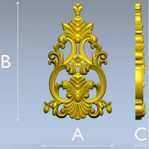 Ornate Acanthus Cartouche - STL 3D Model for CNC