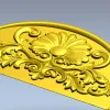 Полукруглый резной картуш с цветочной розеткой - 3D модель STL