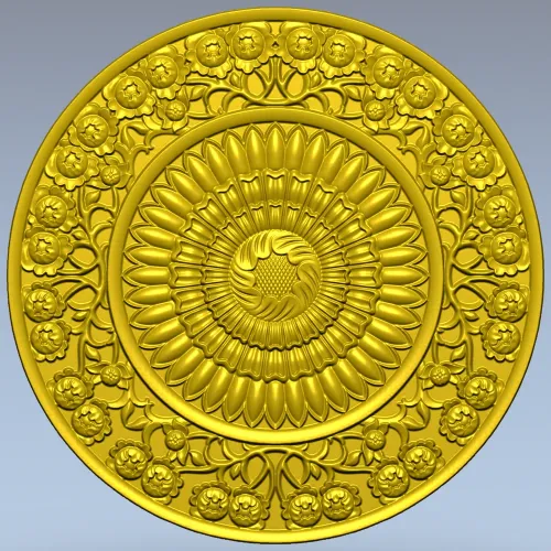 Sunflower Rosette Decorative STL for CNC milling