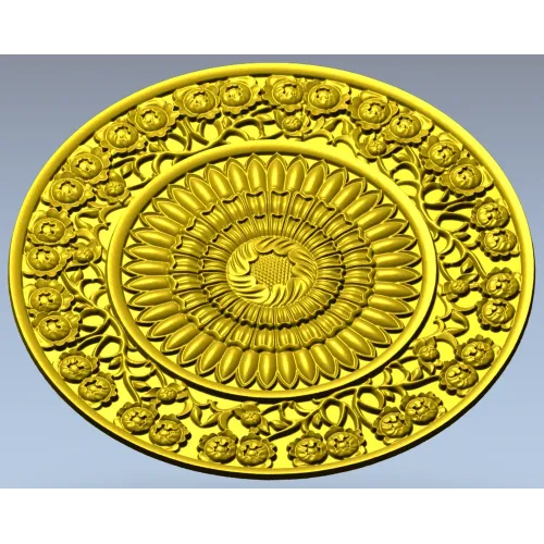 Sunflower Rosette Decorative STL for CNC milling
