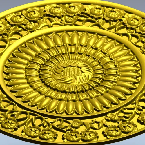 Sunflower Rosette Decorative STL for CNC milling