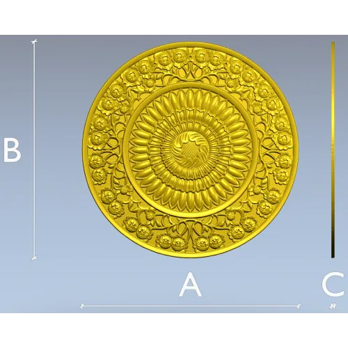 Sunflower Rosette Decorative STL for CNC milling
