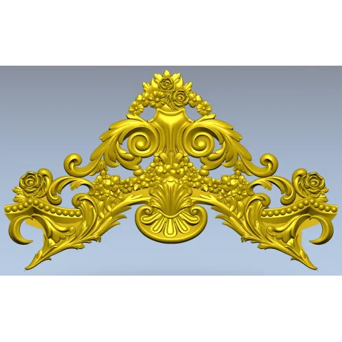 Rococo Floral Crest STL 3D model for CNC carving