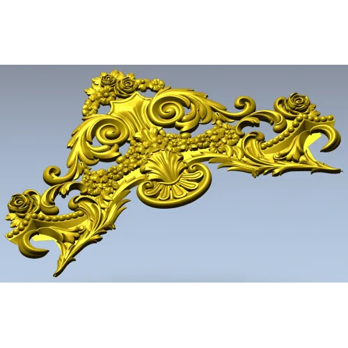 Rococo Floral Crest STL 3D model for CNC carving