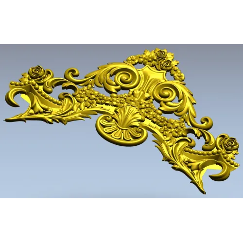 Rococo Floral Crest STL 3D model for CNC carving