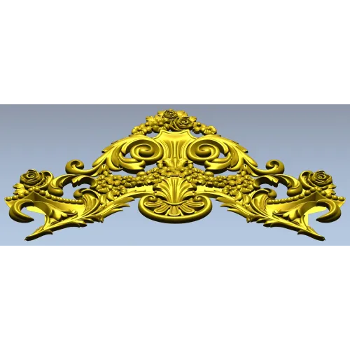 Rococo Floral Crest STL 3D model for CNC carving