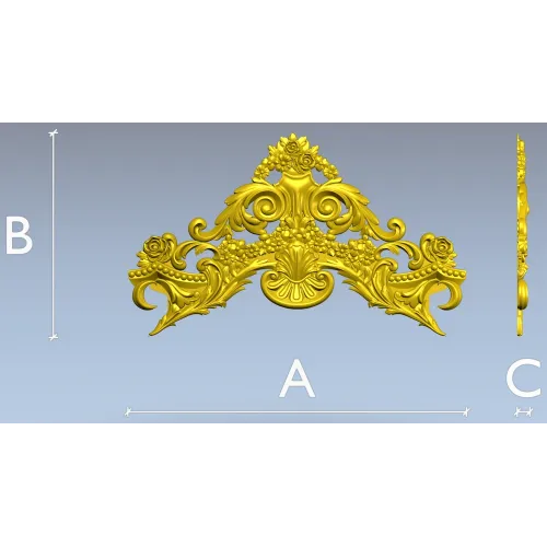 Rococo Floral Crest STL 3D model for CNC carving