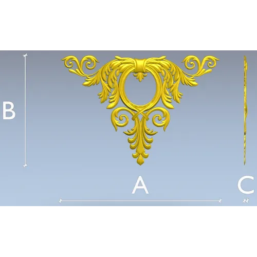 Corner Acanthus Cartouche STL 3D model for CNC