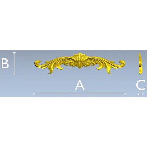 Ornamental Rococo Horizontal Applique STL 3D Model for CNC
