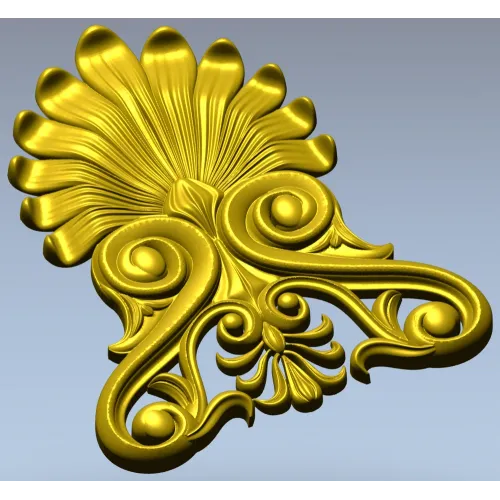 Elegant Shell & Scroll Corner - STL 3D Model for CNC