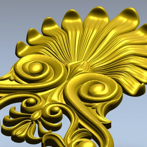 Elegant Shell & Scroll Corner - STL 3D Model for CNC