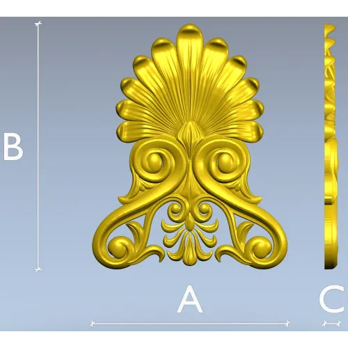 Elegant Shell & Scroll Corner - STL 3D Model for CNC