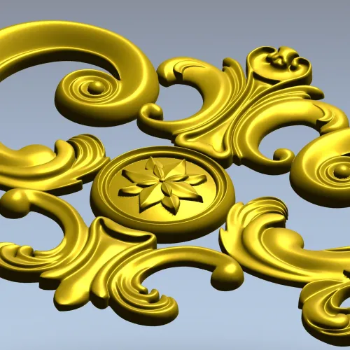Regal rosette cartouche - STL decorative 3D model for CNC