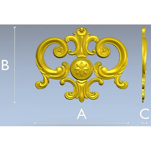 Regal rosette cartouche - STL decorative 3D model for CNC