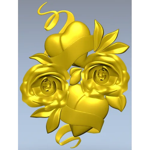Rose Hearts High-Relief STL for CNC