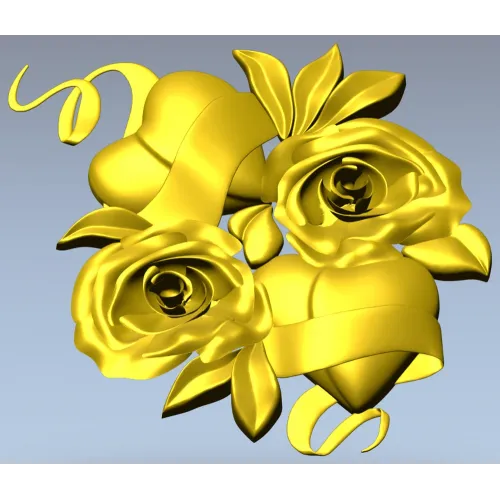 Rose Hearts High-Relief STL for CNC