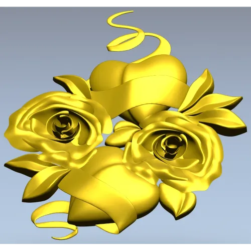 Rose Hearts High-Relief STL for CNC